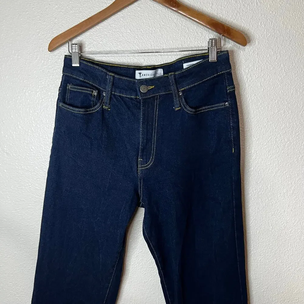 American Tall Harper High Rise Straight Jeans in dark ink blue 29 / 35 inseam - Picture 3 of 10